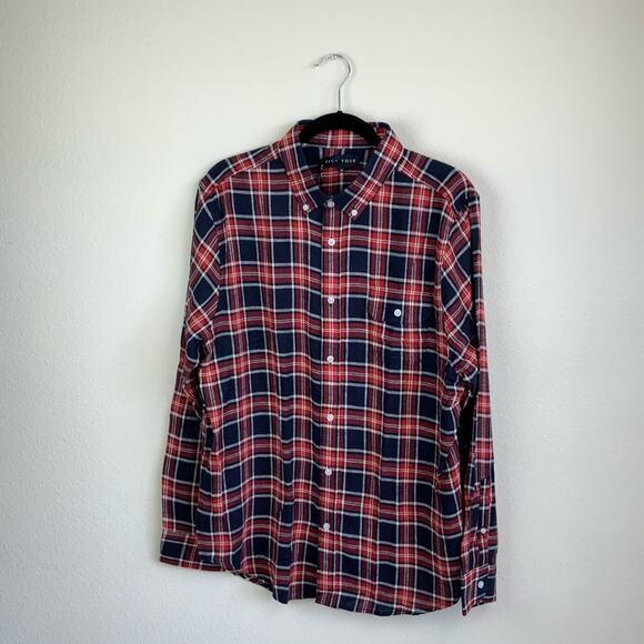 Five Four Kingsdale Red Plaid Button Shirt Red Multi Size XL - Picture 2 of 6